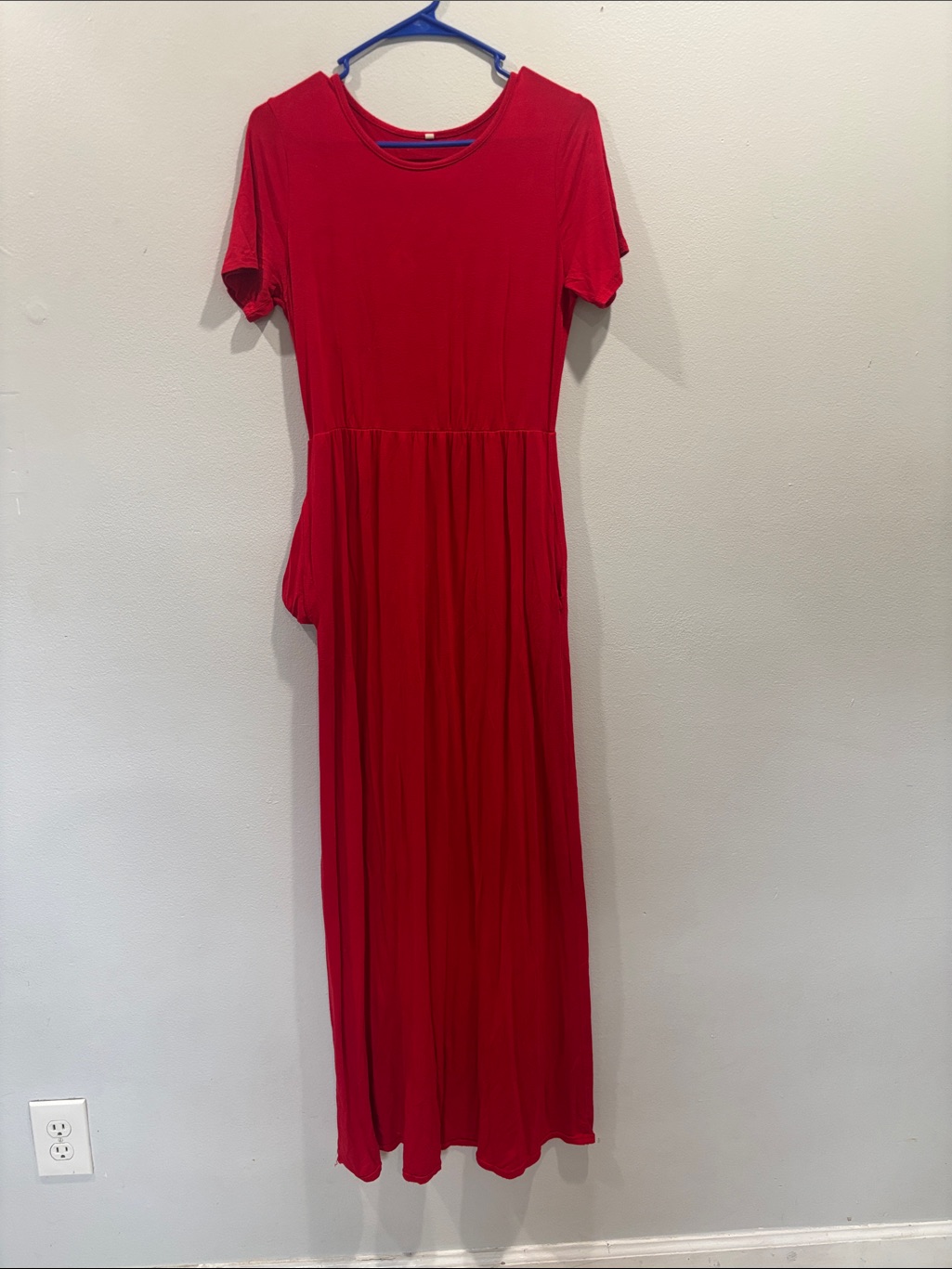 Source Unknown Red Short-Sleeve Maxi Dress